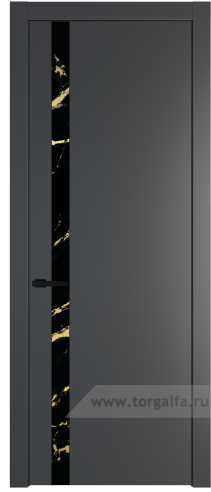 Дверь со стеклом ProfilDoors 18PW Нефи черный узор золото с молдингом Черный матовый (Графит (Pantone 425С))