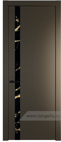 Дверь со стеклом ProfilDoors 18PW Нефи черный узор золото с молдингом Черный матовый (Перламутр бронза)