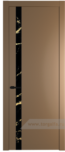 Дверь со стеклом ProfilDoors 18PW Нефи черный узор золото с молдингом Черный матовый (Перламутр золото)