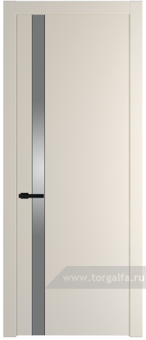 Дверь со стеклом ProfilDoors 18PW Lacobel Серебряный лак с молдингом Черный матовый (Кремовая Магнолия (RAL 120-04))