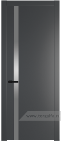 Дверь со стеклом ProfilDoors 18PW Lacobel Серебряный лак с молдингом Черный матовый (Графит (Pantone 425С))