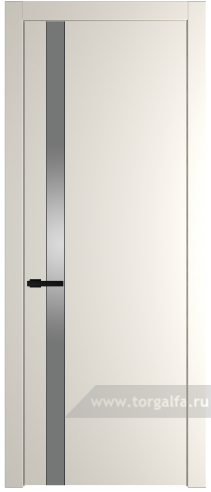 Дверь со стеклом ProfilDoors 18PW Lacobel Серебряный лак с молдингом Черный матовый (Перламутр белый)