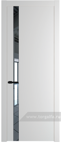 Дверь со стеклом ProfilDoors 18PW Зеркало с молдингом Черный матовый (Крем Вайт (RAL 120-02))