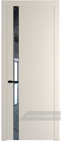 Дверь со стеклом ProfilDoors 18PW Зеркало с молдингом Черный матовый (Кремовая Магнолия (RAL 120-04))