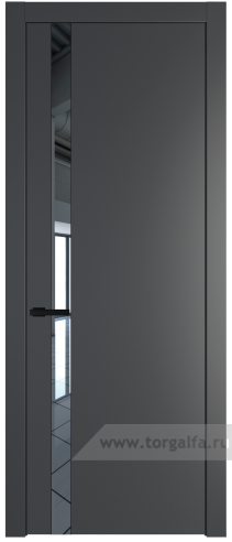 Дверь со стеклом ProfilDoors 18PW Зеркало с молдингом Черный матовый (Графит (Pantone 425С))