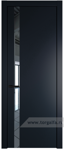 Дверь со стеклом ProfilDoors 18PW Зеркало с молдингом Черный матовый (Нэви Блу (RAL 7016))