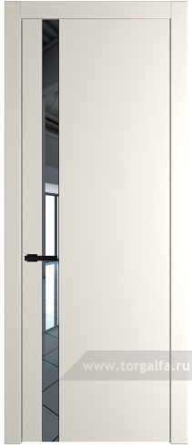 Дверь со стеклом ProfilDoors 18PW Зеркало с молдингом Черный матовый (Перламутр белый)