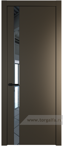 Дверь со стеклом ProfilDoors 18PW Зеркало с молдингом Черный матовый (Перламутр бронза)