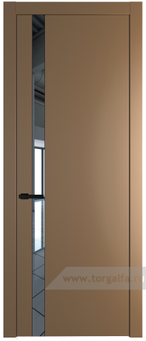 Дверь со стеклом ProfilDoors 18PW Зеркало с молдингом Черный матовый (Перламутр золото)