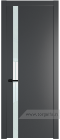 Дверь со стеклом ProfilDoors 18PW Lacobel Белый лак с молдингом Черный матовый (Графит (Pantone 425С))