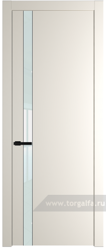 Дверь со стеклом ProfilDoors 18PW Lacobel Белый лак с молдингом Черный матовый (Перламутр белый)
