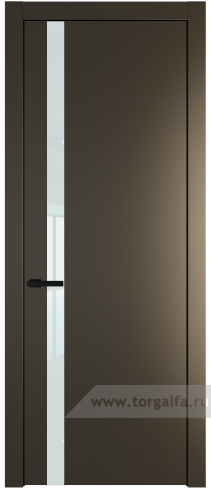 Дверь со стеклом ProfilDoors 18PW Lacobel Белый лак с молдингом Черный матовый (Перламутр бронза)