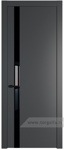 Дверь со стеклом ProfilDoors 18PW Lacobel Черный лак с молдингом Черный матовый (Графит (Pantone 425С))