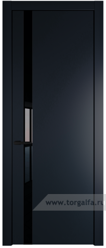 Дверь со стеклом ProfilDoors 18PW Lacobel Черный лак с молдингом Черный матовый (Нэви Блу (RAL 7016))