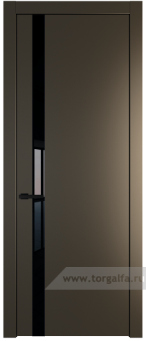 Дверь со стеклом ProfilDoors 18PW Lacobel Черный лак с молдингом Черный матовый (Перламутр бронза)