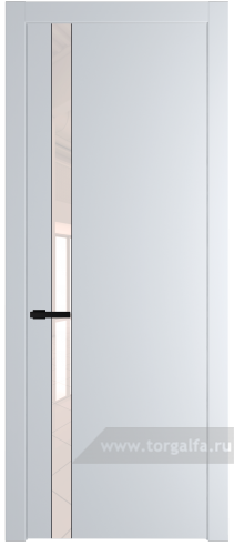 Дверь со стеклом ProfilDoors 18PW Lacobel Перламутровый лак с молдингом Черный матовый (Вайт (RAL 110 96 02))