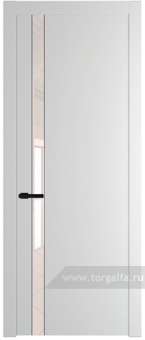Дверь со стеклом ProfilDoors 18PW Lacobel Перламутровый лак с молдингом Черный матовый (Крем Вайт (RAL 120-02))