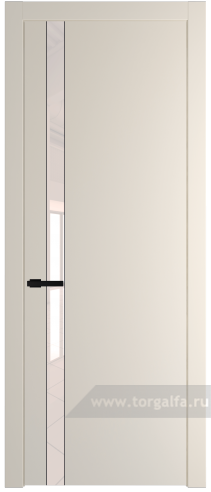 Дверь со стеклом ProfilDoors 18PW Lacobel Перламутровый лак с молдингом Черный матовый (Кремовая Магнолия (RAL 120-04))