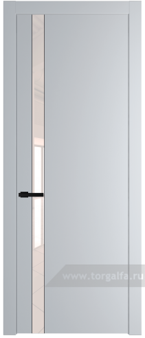 Дверь со стеклом ProfilDoors 18PW Lacobel Перламутровый лак с молдингом Черный матовый (Лайт Грей (RAL 870-01))