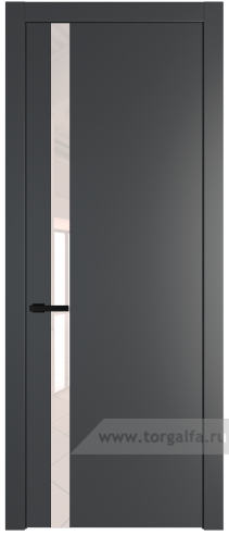 Дверь со стеклом ProfilDoors 18PW Lacobel Перламутровый лак с молдингом Черный матовый (Графит (Pantone 425С))