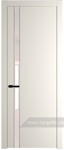 Дверь со стеклом ProfilDoors 18PW Lacobel Перламутровый лак с молдингом Черный матовый (Перламутр белый)