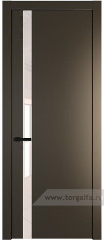 Дверь со стеклом ProfilDoors 18PW Lacobel Перламутровый лак с молдингом Черный матовый (Перламутр бронза)