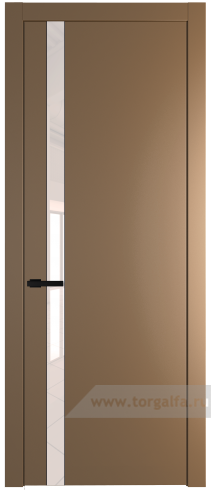 Дверь со стеклом ProfilDoors 18PW Lacobel Перламутровый лак с молдингом Черный матовый (Перламутр золото)