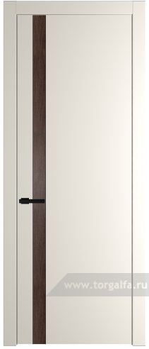 Глухая дверь ProfilDoors 18PW вставка Дуб Тобакко с молдингом Черный матовый (Перламутр белый)