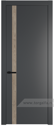 Глухая дверь ProfilDoors 18PW вставка Каштан темный с молдингом Черный матовый (Графит (Pantone 425С))