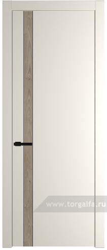 Глухая дверь ProfilDoors 18PW вставка Каштан темный с молдингом Черный матовый (Перламутр белый)