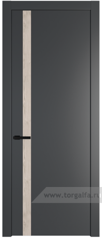 Глухая дверь ProfilDoors 18PW вставка Каштан светлый с молдингом Черный матовый (Графит (Pantone 425С))