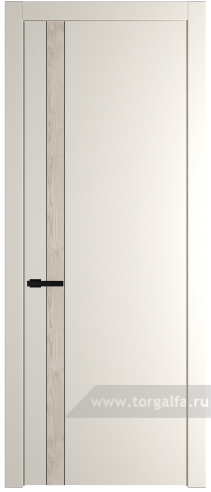 Глухая дверь ProfilDoors 18PW вставка Каштан светлый с молдингом Черный матовый (Перламутр белый)