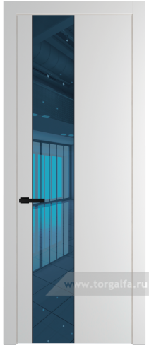 Дверь со стеклом ProfilDoors 19PW Зеркало Blue с молдингом Черный матовый (Крем Вайт (RAL 120-02))