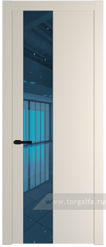 Дверь со стеклом ProfilDoors 19PW Зеркало Blue с молдингом Черный матовый (Кремовая Магнолия (RAL 120-04))