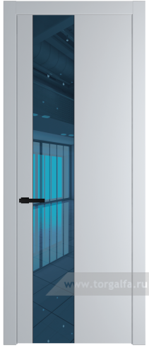 Дверь со стеклом ProfilDoors 19PW Зеркало Blue с молдингом Черный матовый (Лайт Грей (RAL 870-01))