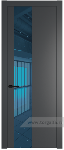 Дверь со стеклом ProfilDoors 19PW Зеркало Blue с молдингом Черный матовый (Графит (Pantone 425С))