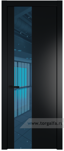 Дверь со стеклом ProfilDoors 19PW Зеркало Blue с молдингом Черный матовый (Блэк)