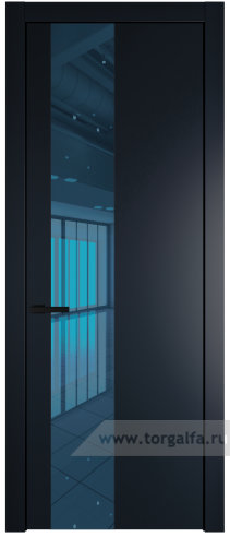 Дверь со стеклом ProfilDoors 19PW Зеркало Blue с молдингом Черный матовый (Нэви Блу (RAL 7016))