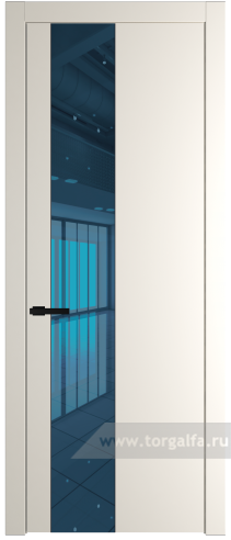 Дверь со стеклом ProfilDoors 19PW Зеркало Blue с молдингом Черный матовый (Перламутр белый)