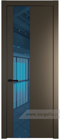 Дверь со стеклом ProfilDoors 19PW Зеркало Blue с молдингом Черный матовый (Перламутр бронза)