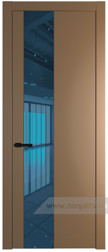 Дверь со стеклом ProfilDoors 19PW Зеркало Blue с молдингом Черный матовый (Перламутр золото)