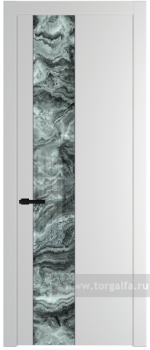 Дверь со стеклом ProfilDoors 19PW Атриум серебро с молдингом Черный матовый (Крем Вайт (RAL 120-02))
