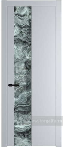 Дверь со стеклом ProfilDoors 19PW Атриум серебро с молдингом Черный матовый (Лайт Грей (RAL 870-01))