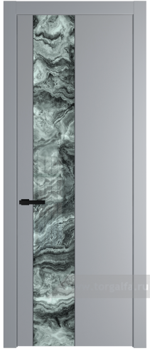 Дверь со стеклом ProfilDoors 19PW Атриум серебро с молдингом Черный матовый (Смоки (RAL 870-02))