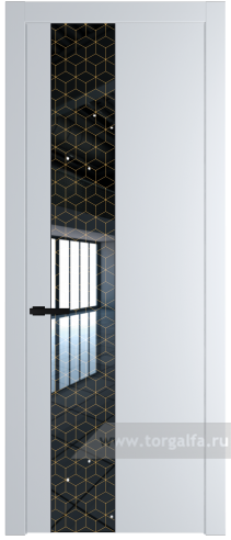 Дверь со стеклом ProfilDoors 19PW Лоран узор золото с молдингом Черный матовый (Вайт (RAL 110 96 02))