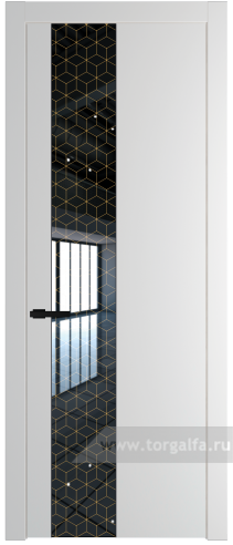 Дверь со стеклом ProfilDoors 19PW Лоран узор золото с молдингом Черный матовый (Крем Вайт (RAL 120-02))