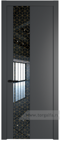 Дверь со стеклом ProfilDoors 19PW Лоран узор золото с молдингом Черный матовый (Графит (Pantone 425С))