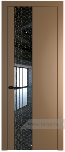 Дверь со стеклом ProfilDoors 19PW Лоран узор золото с молдингом Черный матовый (Перламутр золото)