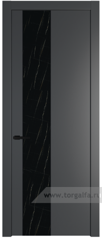 Дверь со стеклом ProfilDoors 19PW Неро мрамор с молдингом Черный матовый (Графит (Pantone 425С))
