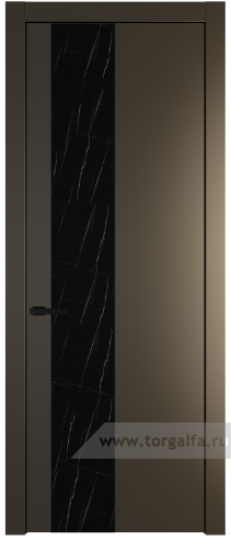 Дверь со стеклом ProfilDoors 19PW Неро мрамор с молдингом Черный матовый (Перламутр бронза)